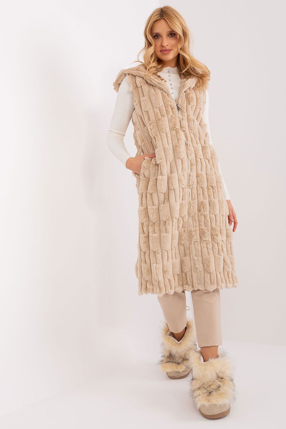 TEEK - Hooded Soft Pocketed Gilet COAT TEEK MH beige S/M 