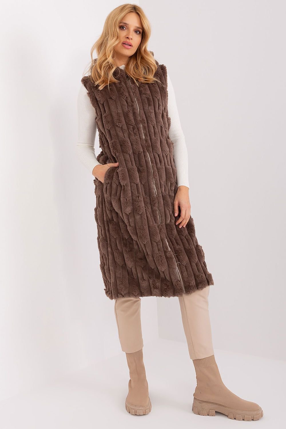 TEEK - Hooded Soft Pocketed Gilet COAT TEEK MH brown S/M 