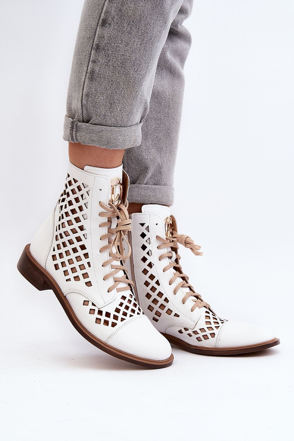 TEEK - Mesh Natural Leather AnkleBoots SHOES TEEK MH white 6.5 