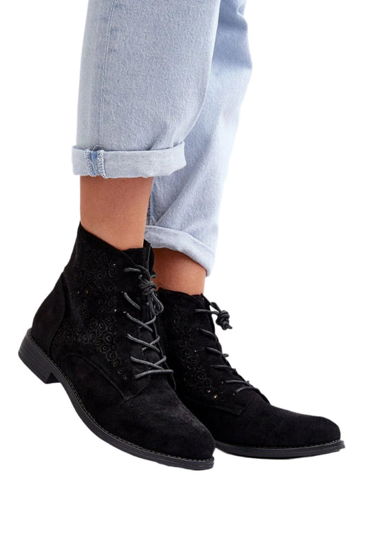 TEEK - Laced Suede Short Boots SHOES TEEK MH black 7.5 