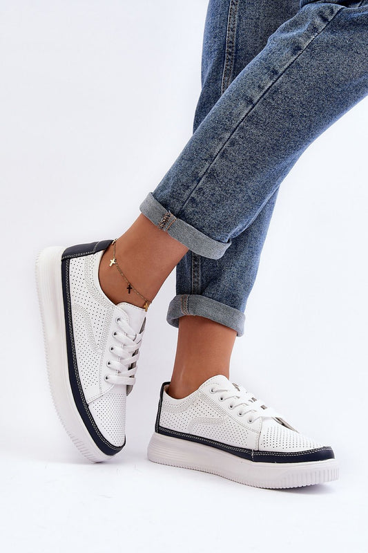 TEEK - Womens White Outlined Sneakers SHOES TEEK MH 6  