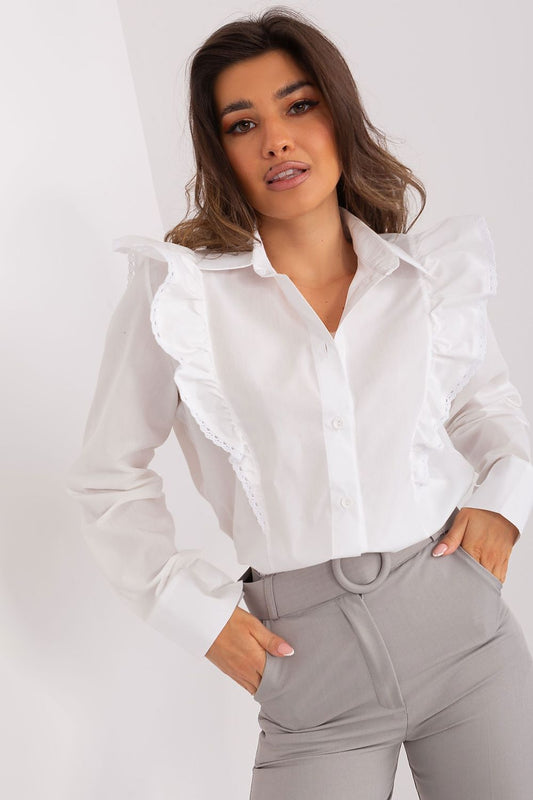 TEEK - Ruffled Over Long-Sleeved Shirt TOPS TEEK MH white L/XL 