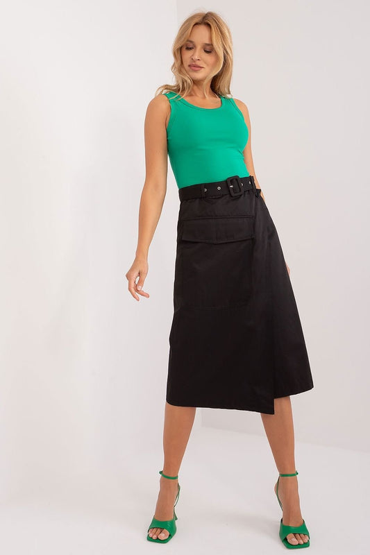 TEEK - Belted Lap Fixed Wrap Skirt SKIRT TEEK MH black L 