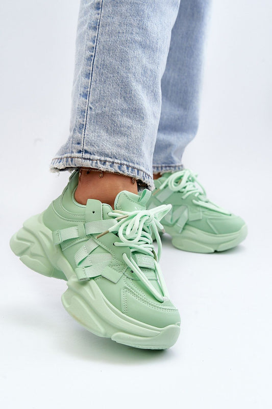 TEEK - Green Laced Block Stroll Sneakers