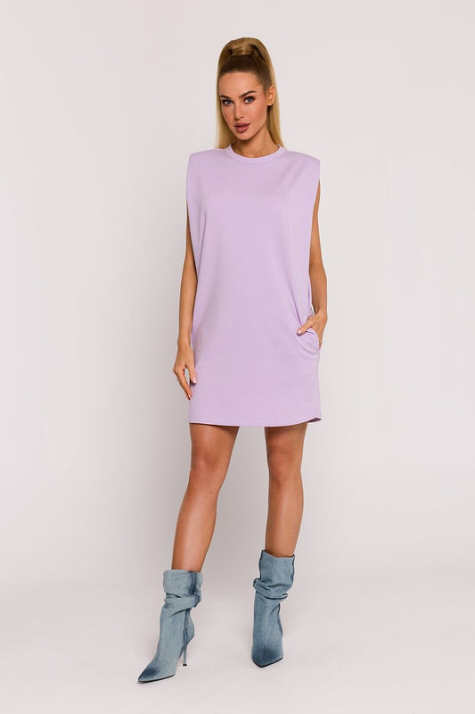 TEEK - Shrug Solid Pocketed Sleeveless Dress DRESS TEEK MH violet L 
