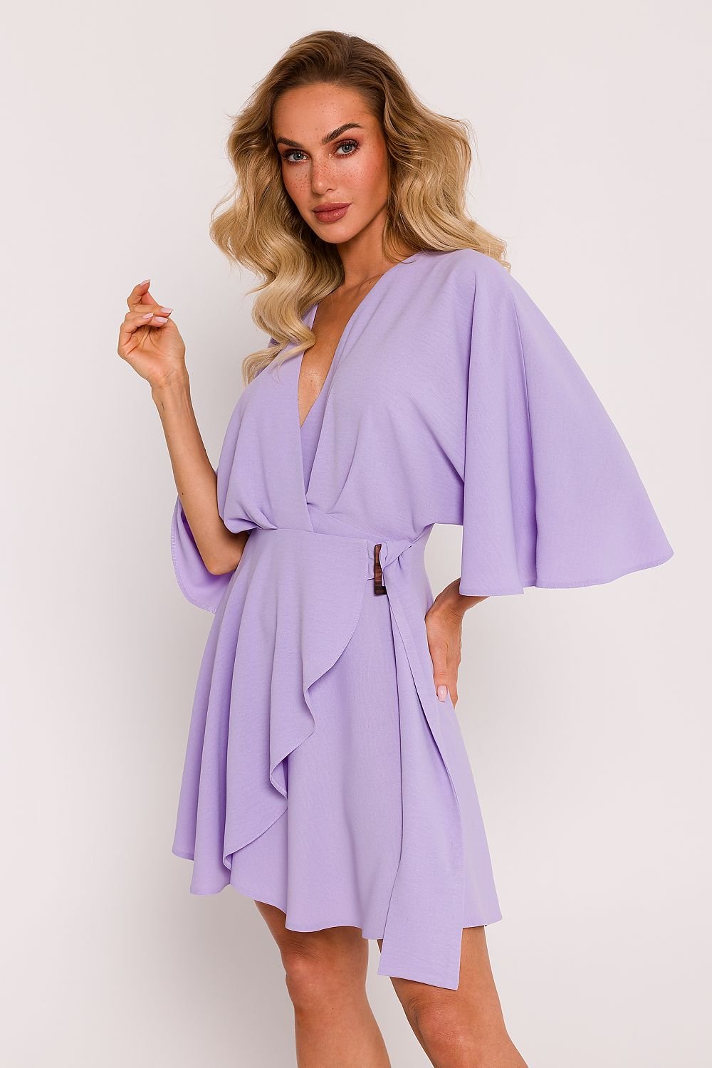 TEEK - Flowy V-Neck Wrapped Belted Dress DRESS TEEK MH violet L 