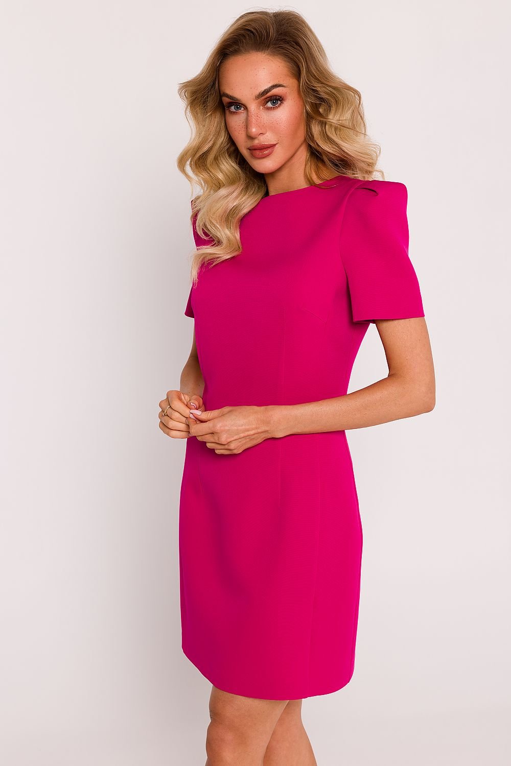 TEEK - Pleated Shrug Shoulder Dress DRESS TEEK MH pink L 