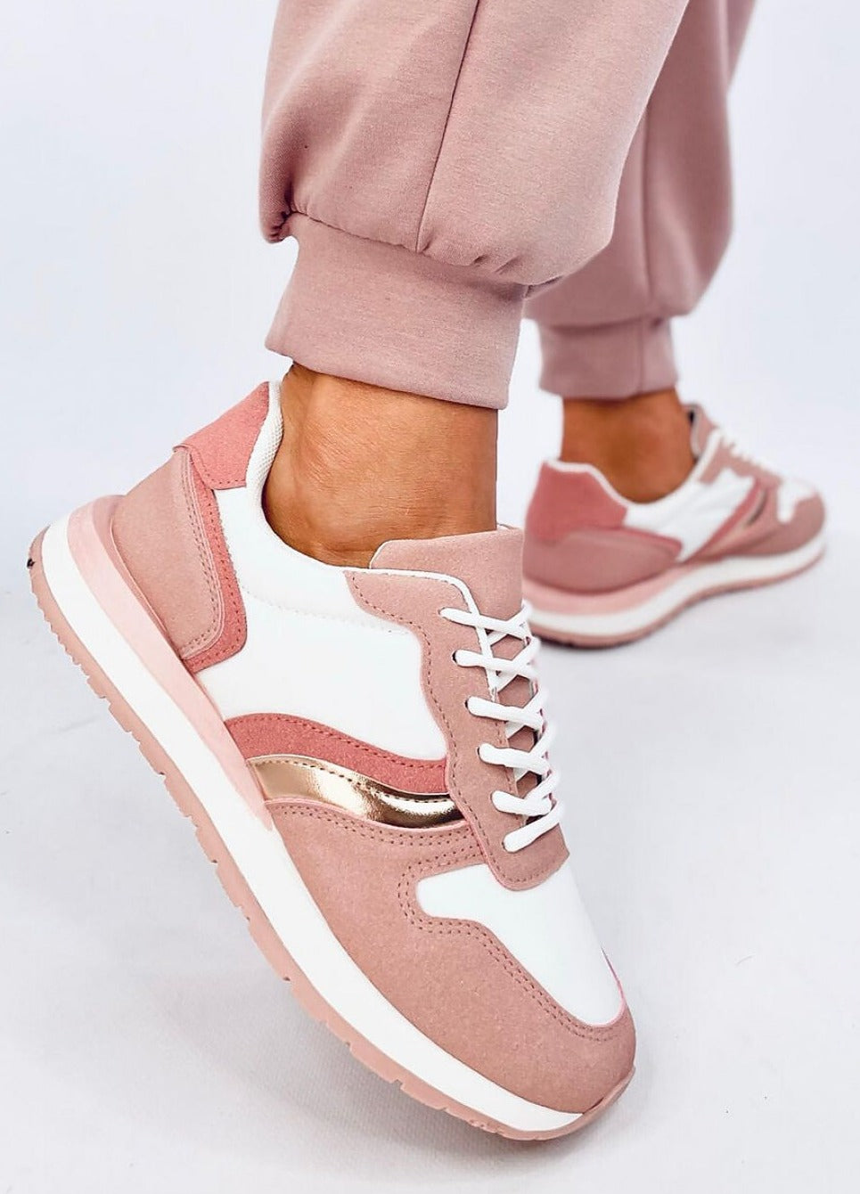 TEEK - Pink White Gold Laced Sneakers SHOES TEEK MH   