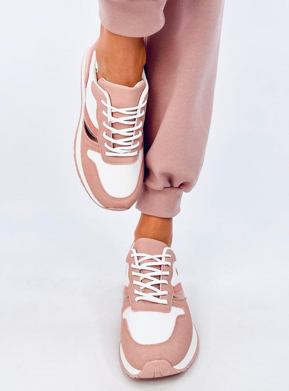 TEEK - Pink White Gold Laced Sneakers SHOES TEEK MH 6  