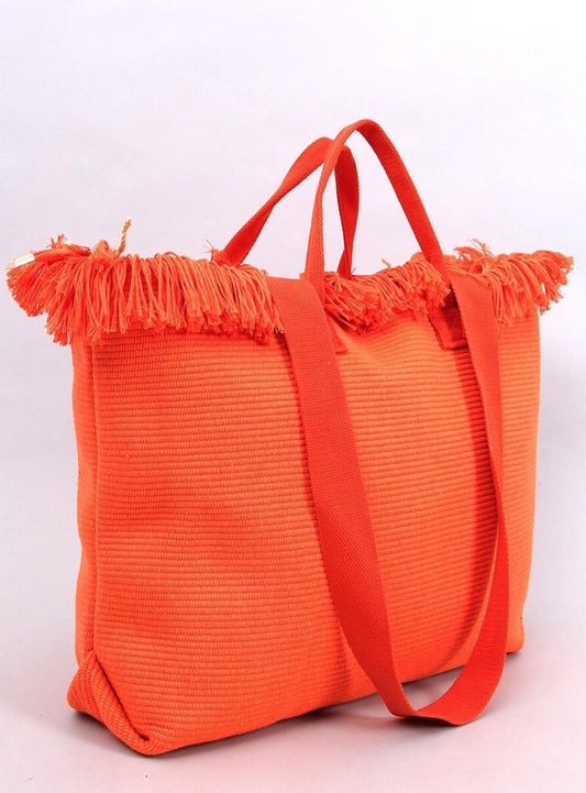 TEEK - Orange Fringe Top Beach Bag BAG TEEK MH   
