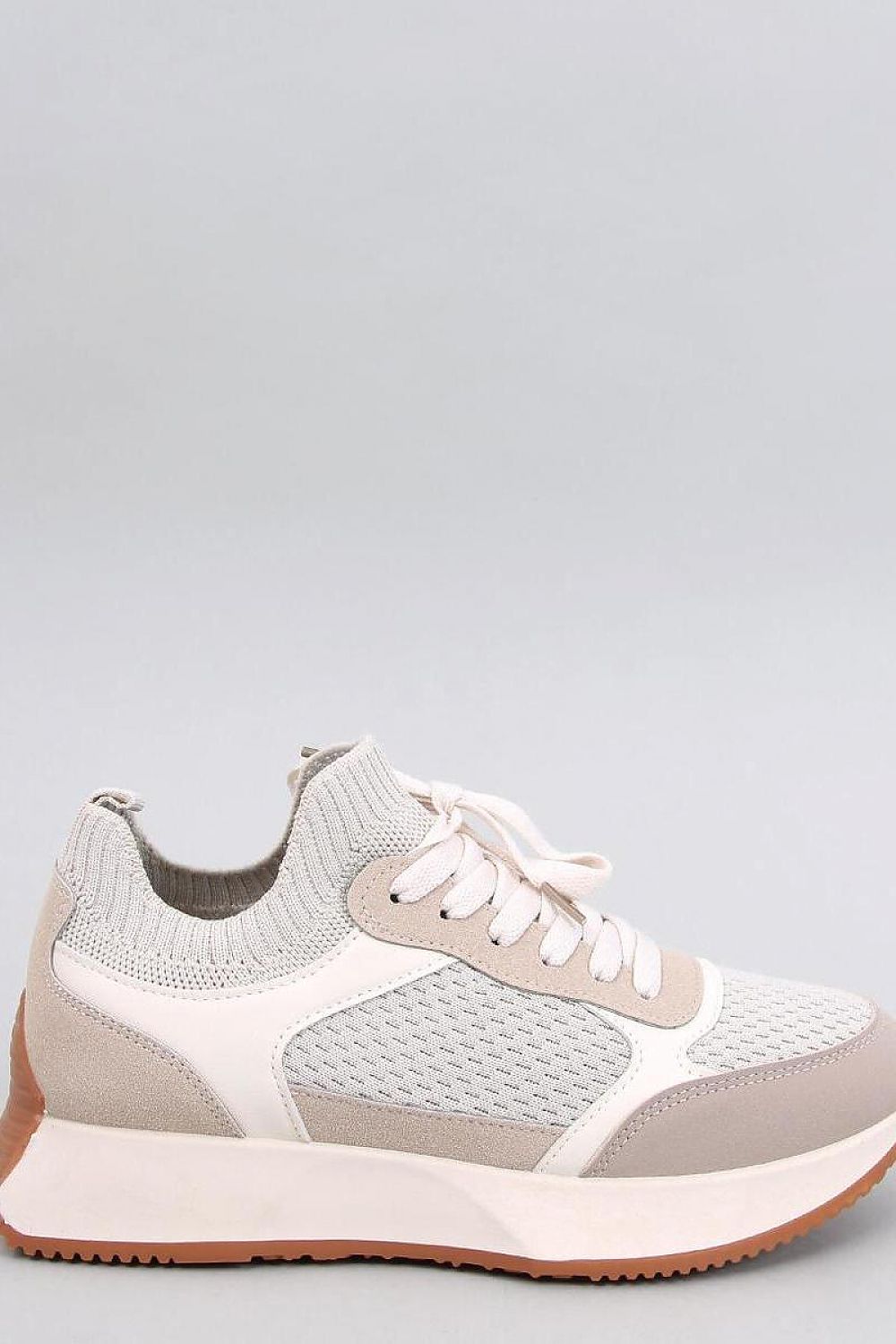 TEEK - Beige Lifted Sock Laced Sneakers SHOES TEEK MH 6.5  