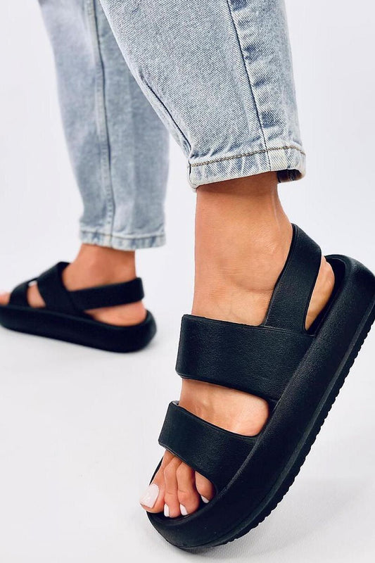 TEEK - Black Rubber Strapped Sandals SHOES TEEK Trend   