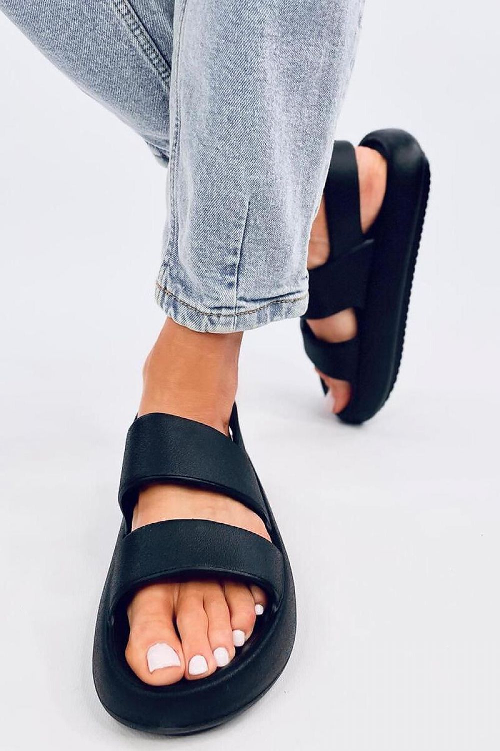 TEEK - Black Rubber Strapped Sandals SHOES TEEK Trend 6  