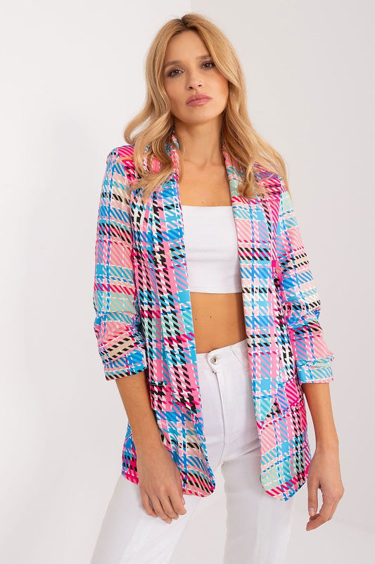 TEEK - Plaid 3/4th Sleeve Jacket JACKET TEEK MH pink one-size-fits-all 