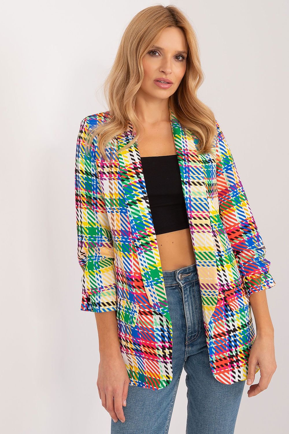 TEEK - Plaid 3/4th Sleeve Jacket JACKET TEEK MH multicolor one-size-fits-all 