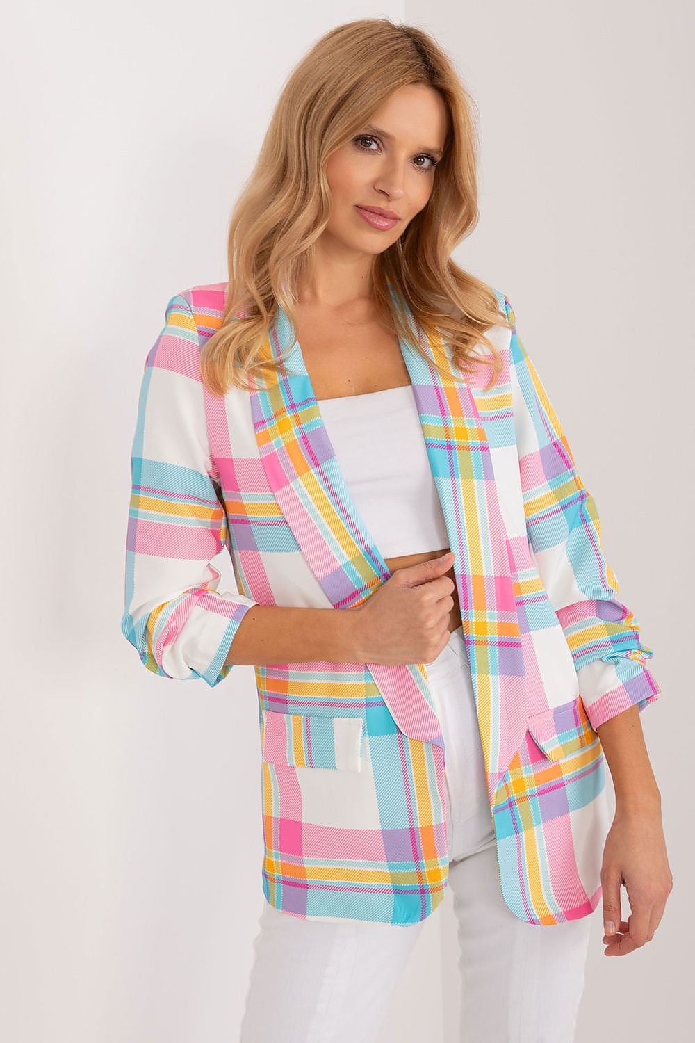 TEEK - Plaid 3/4th Sleeve Jacket JACKET TEEK MH multicolor 2 one-size-fits-all 