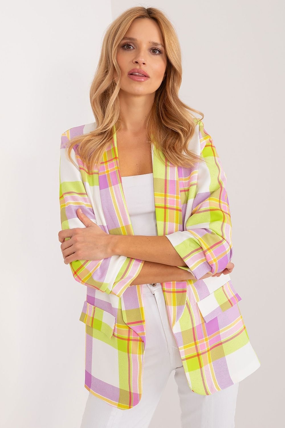 TEEK - Plaid 3/4th Sleeve Jacket JACKET TEEK MH multicolor 3 one-size-fits-all 