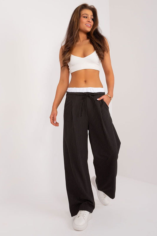 TEEK - Fine Stripe Drawstring Pocketed Trousers PANTS TEEK MH black L 