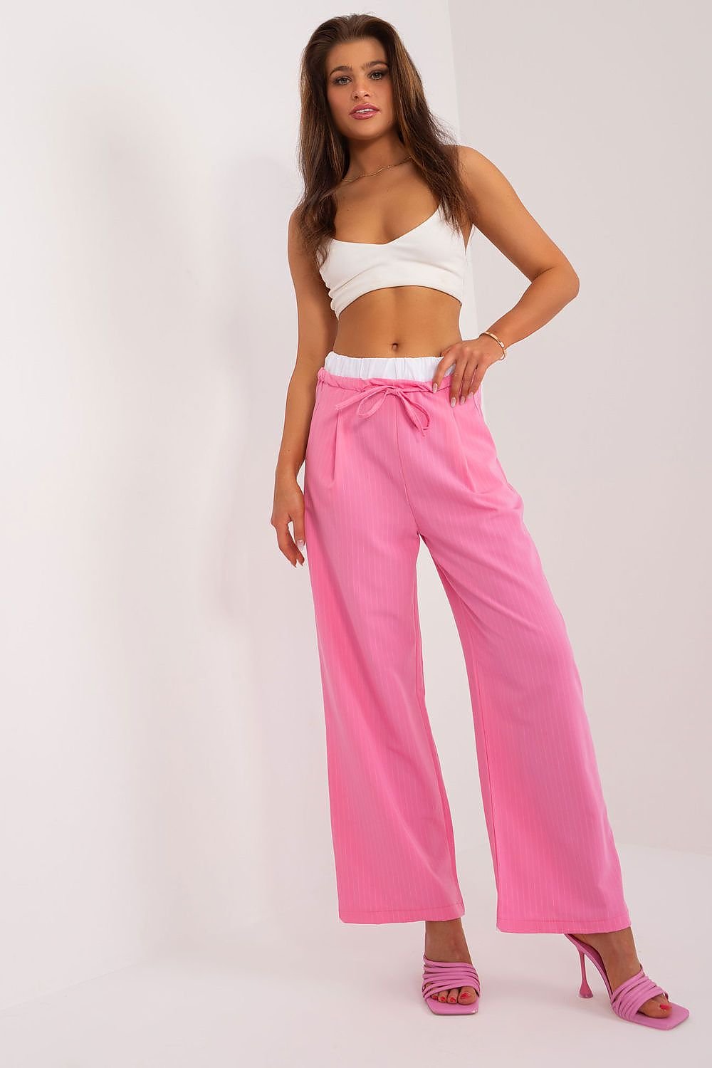 TEEK - Fine Stripe Drawstring Pocketed Trousers PANTS TEEK MH pink L 