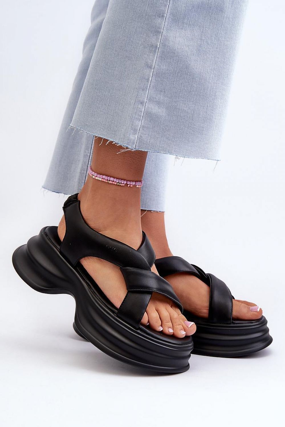 TEEK - Goe Gathered Strapped Sandals SHOES TEEK MH black 7.5 