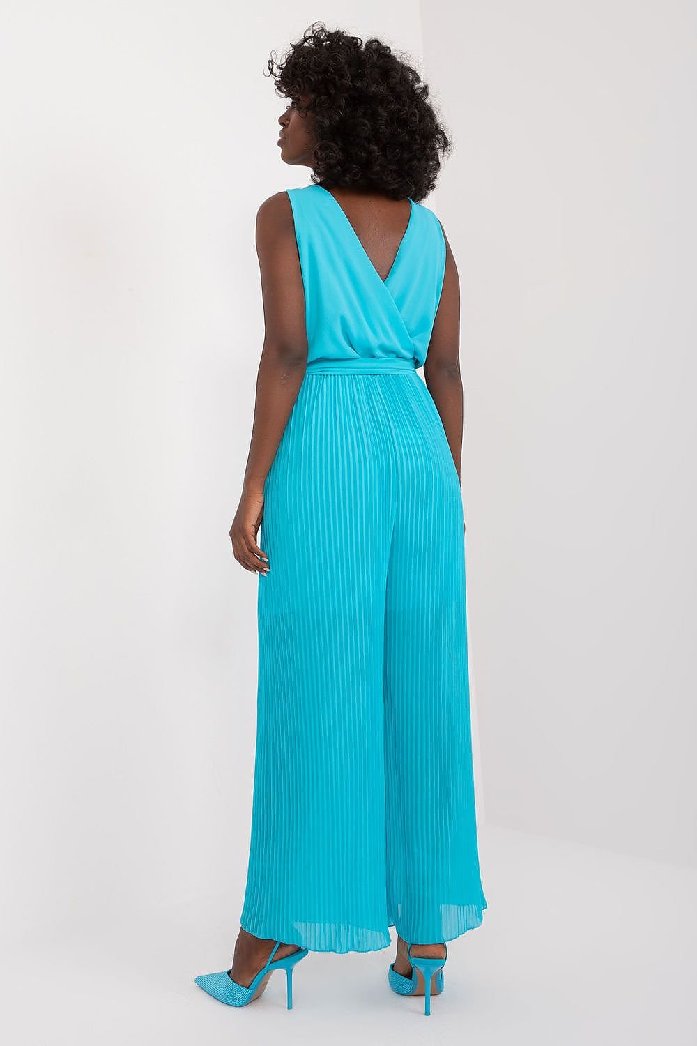 TEEK - Pleated Bottom V-Neck Bend Sleeveless Jumpsuit JUMPSUIT TEEK MH   