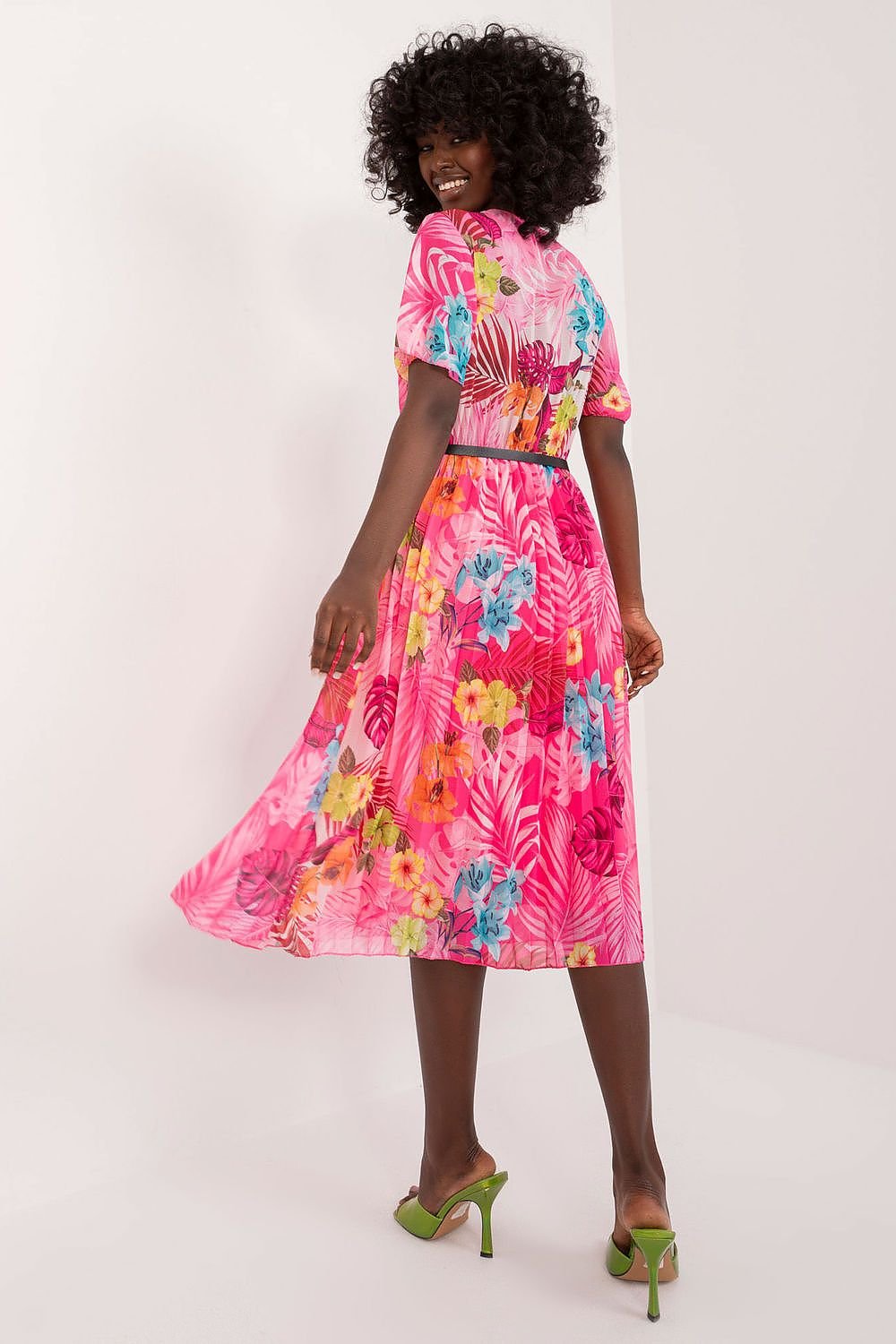 TEEK - Pleated Flowers Belted Dress DRESS TEEK MH   