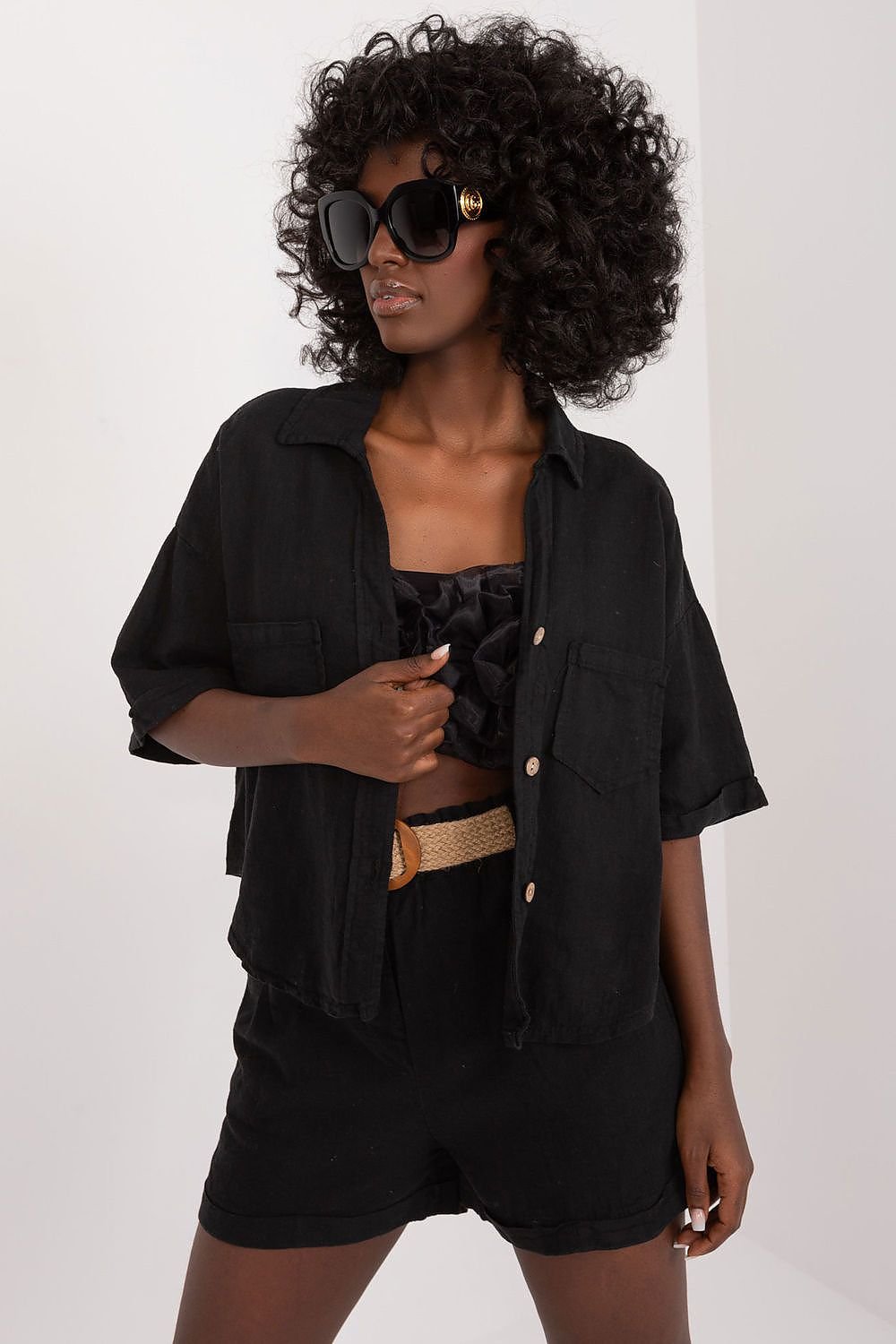 TEEK - Buttoned Short Sleeve Shirt TOPS TEEK MH black one-size-fits-all 