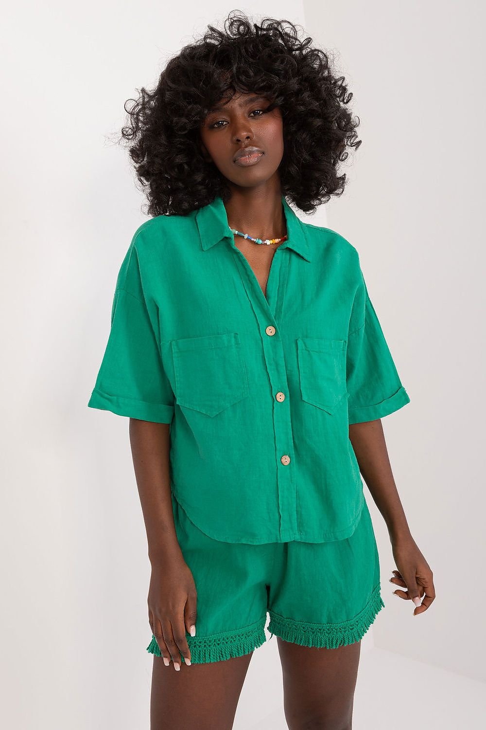TEEK - Buttoned Short Sleeve Shirt TOPS TEEK MH green 2 One Size 