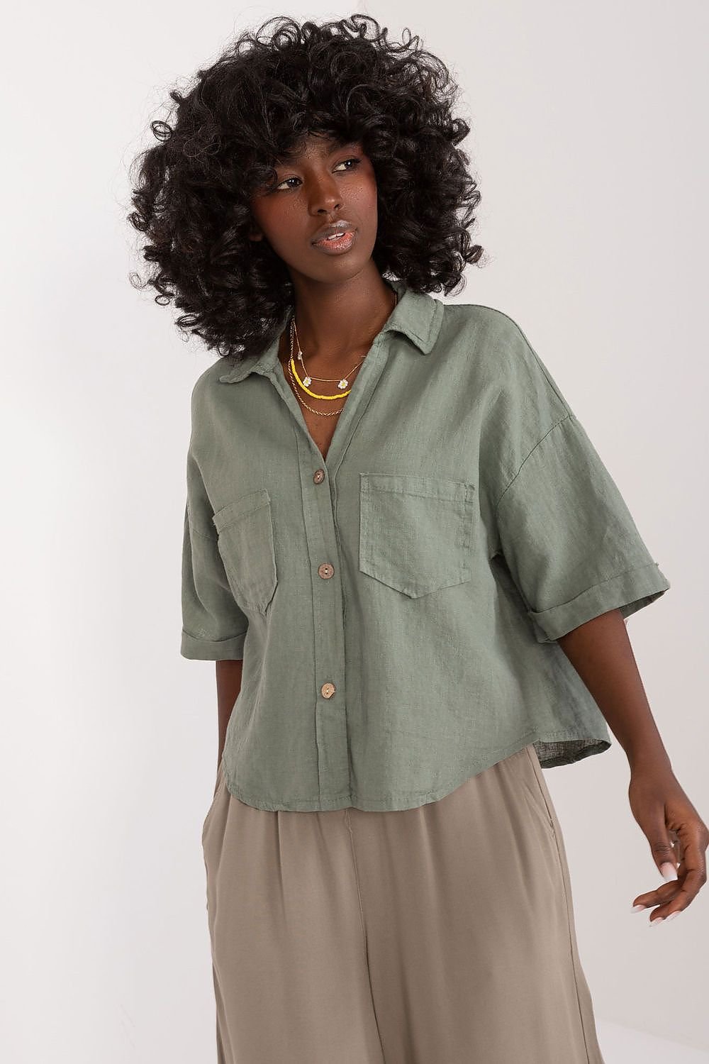 TEEK - Buttoned Short Sleeve Shirt TOPS TEEK MH olive One Size 