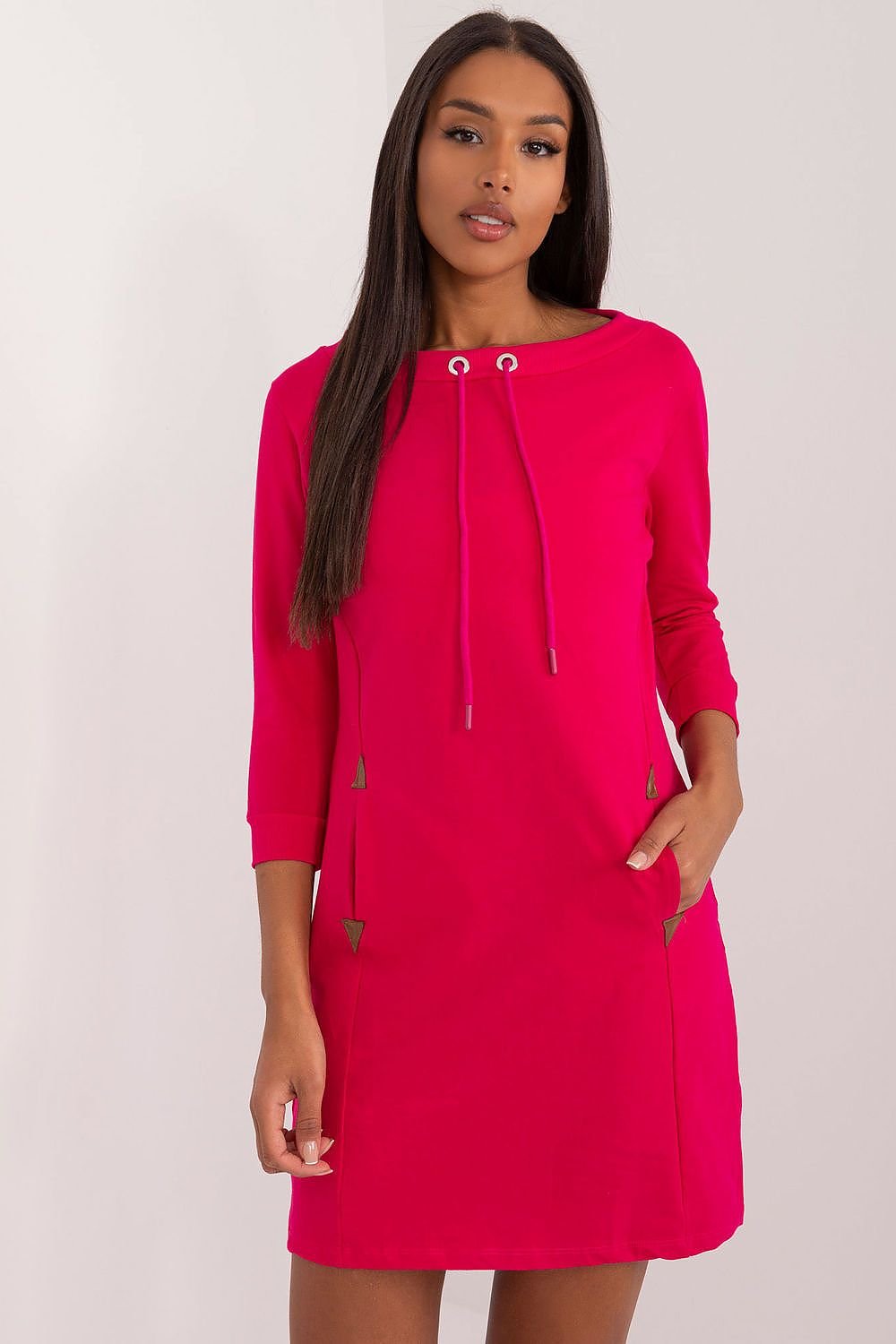 TEEK - Drawstring Pocketed Sweatshirt Daydress DRESS TEEK MH pink L/XL 