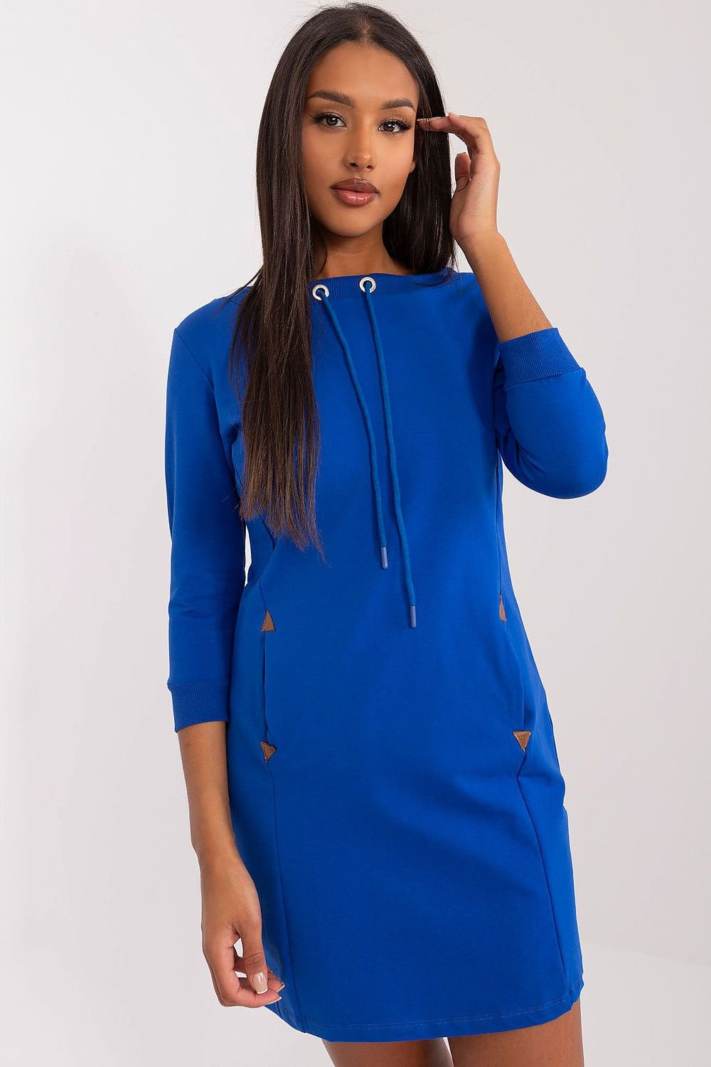 TEEK - Drawstring Pocketed Sweatshirt Daydress DRESS TEEK MH blue L/XL 