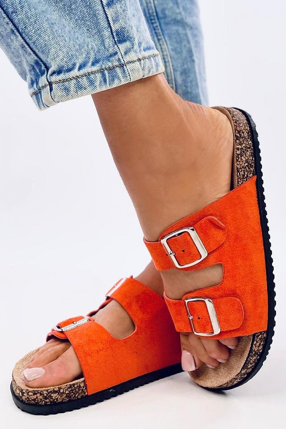 TEEK - Orange Double Buckle Cork Sole Sandals SHOES TEEK MH 5.5  