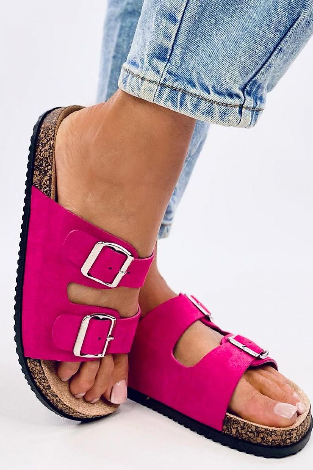 TEEK - Pink Double Buckle Cork Sole Sandals SHOES TEEK MH   