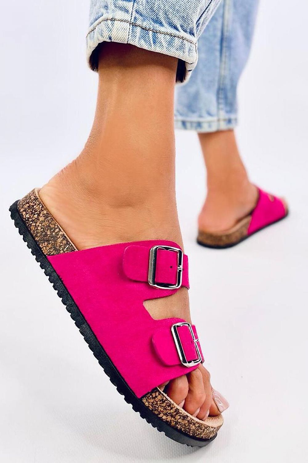 TEEK - Pink Double Buckle Cork Sole Sandals SHOES TEEK MH   