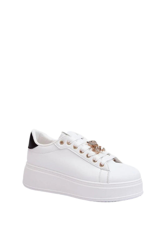 TEEK - Bejeweled Lace White Platform Sneakers SHOES TEEK MH 6.5  