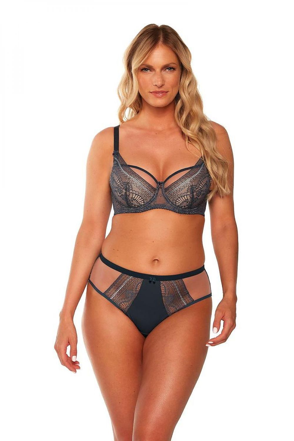 TEEK - Navy Blue Sheer Paneled Gala Panties UNDERWEAR TEEK MH   