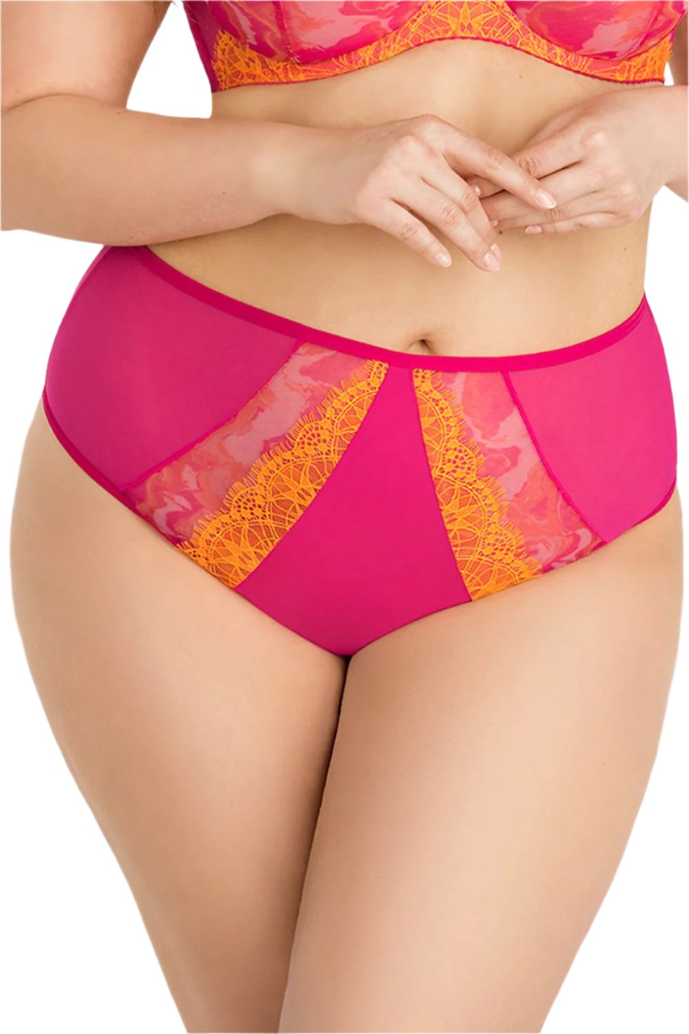 TEEK - Plus Size Pink Orange Brazilian Gorsenia Lace Panties UNDERWEAR TEEK MH M  