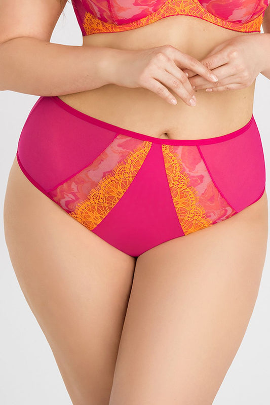 TEEK - Plus Size Pink Orange Brazilian Gorsenia Lace Panties UNDERWEAR TEEK MH M  