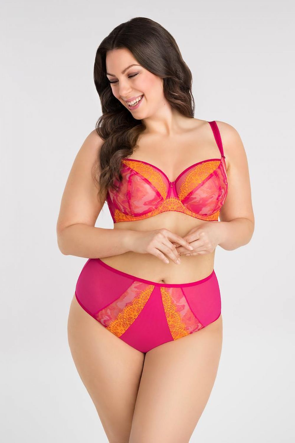 TEEK - Plus Size Pink Orange Brazilian Gorsenia Lace Panties UNDERWEAR TEEK MH   