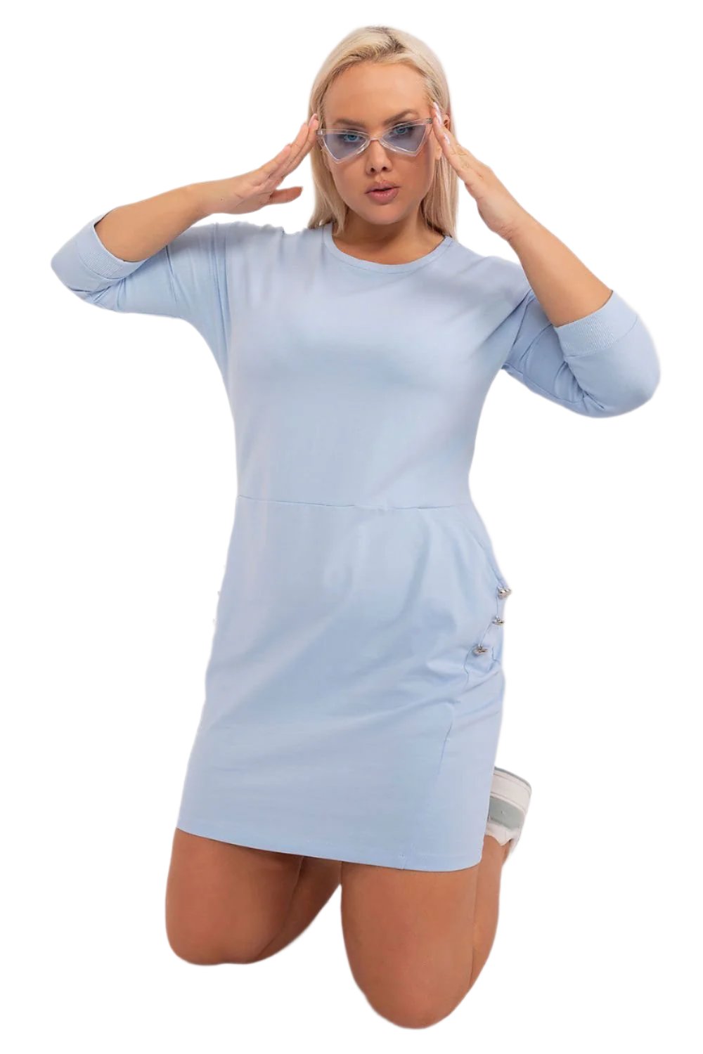 TEEK - Plus Size Spike Hip Pocketed Dress DRESS TEEK MH blue One Size 