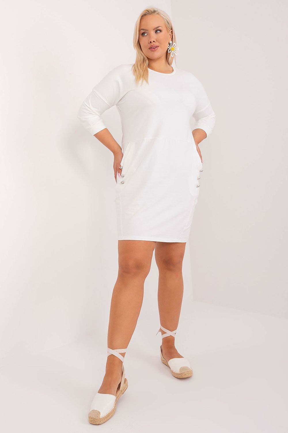 TEEK - Plus Size Spike Hip Pocketed Dress DRESS TEEK MH beige One Size 