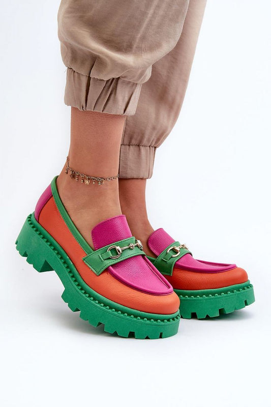 TEEK - Green Colored Block Chain Platform Loafers SHOES TEEK MH   