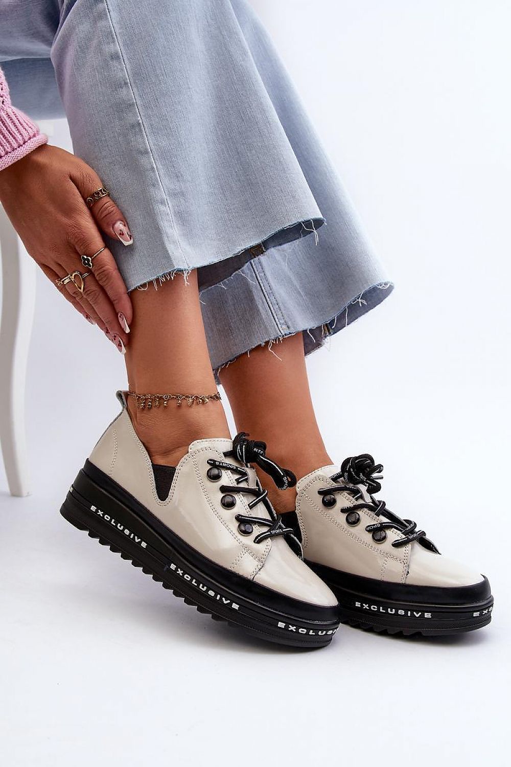 TEEK - Exclusive Patent Leather Platform Womens Shoes SHOES TEEK MH beige 6.5 