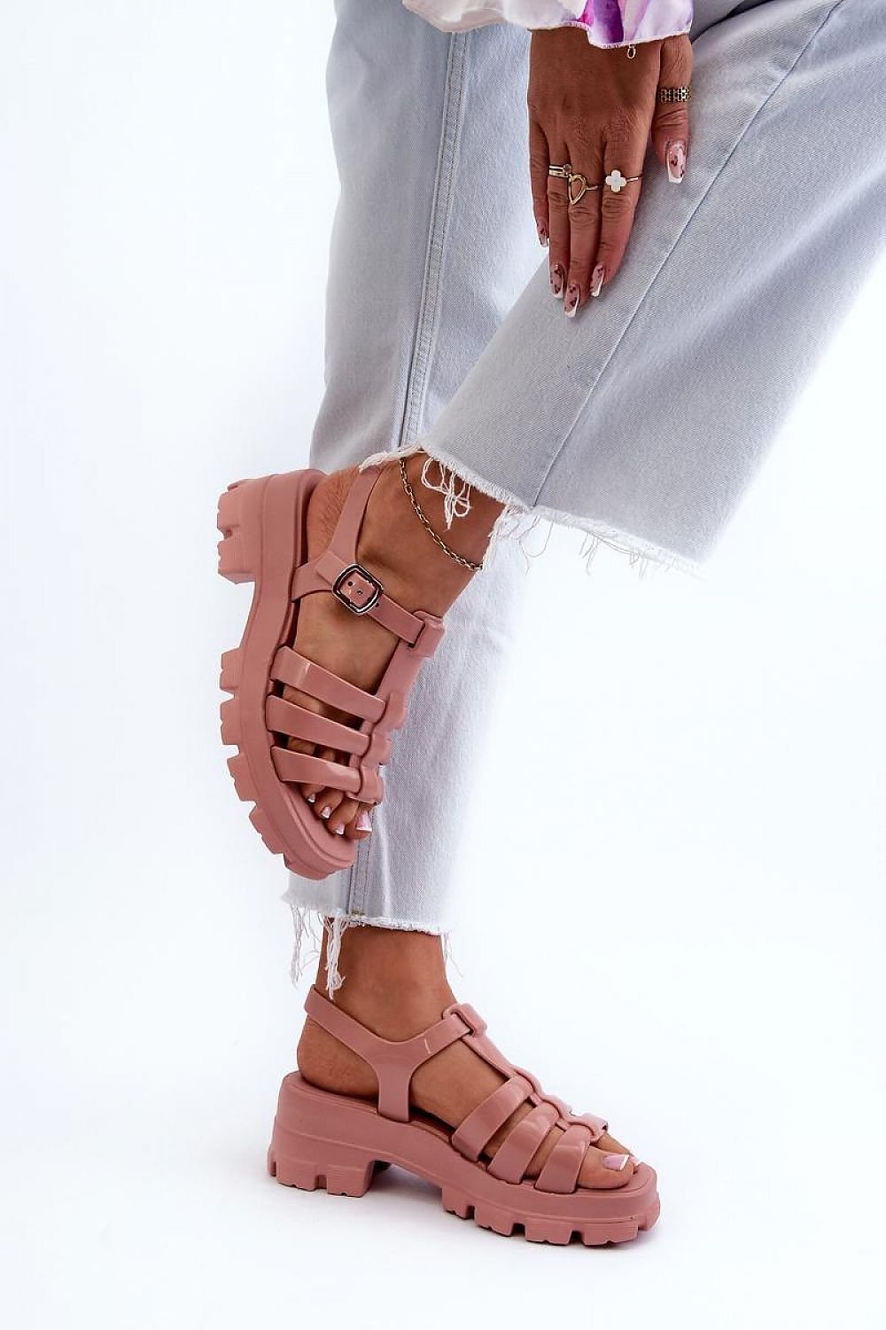 TEEK - Pink Raised Platform Gladiator Sandals SHOES TEEK MH   