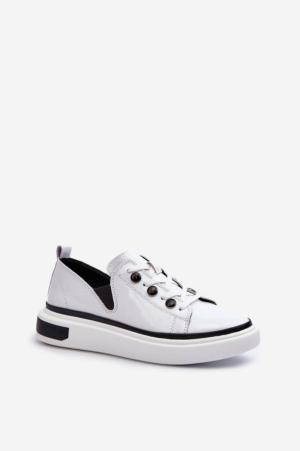 TEEK - White Ellipse Laced Sneakers SHOES TEEK MH 6.5  