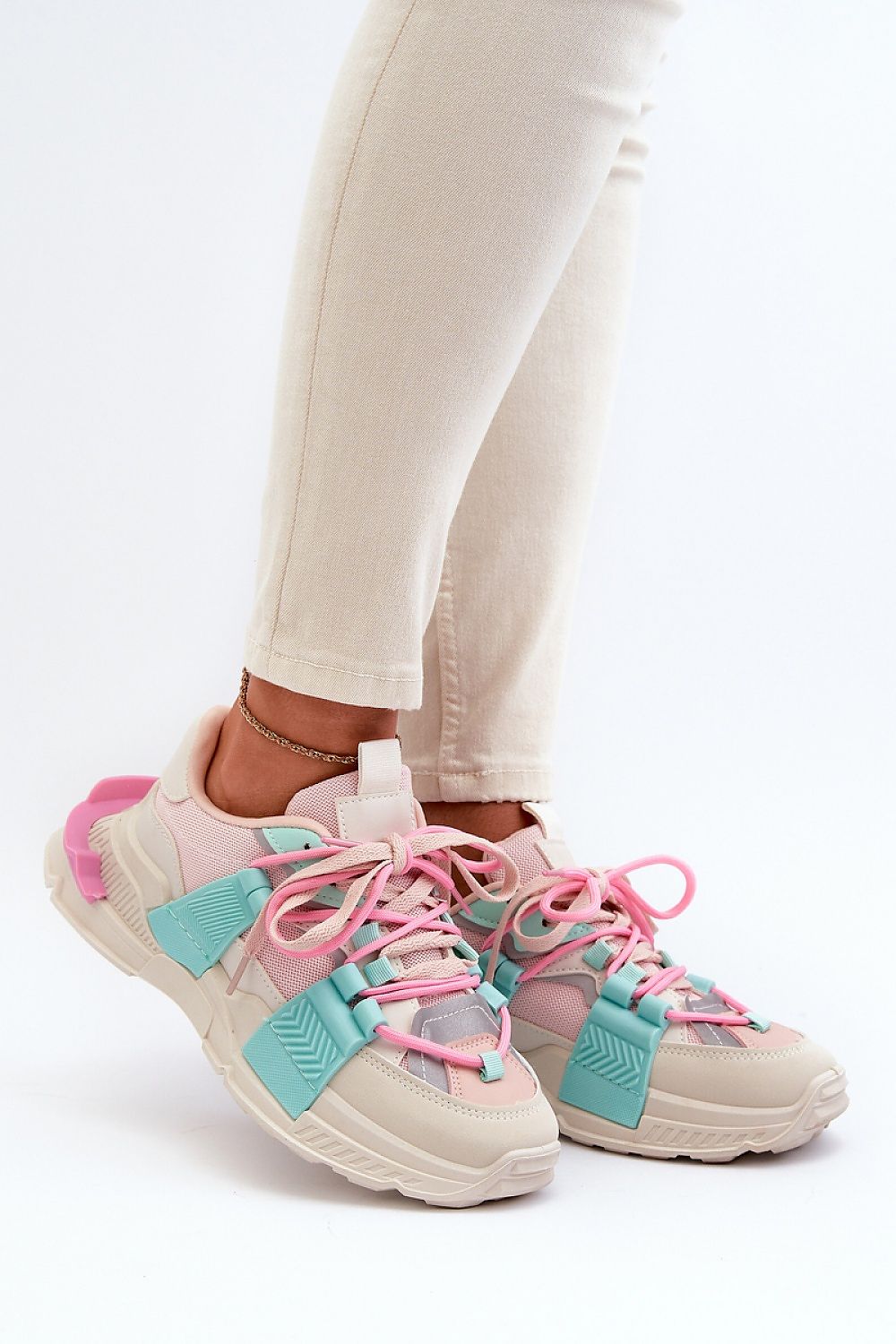 TEEK - Pink Aqua Strung Laced Sneakers SHOES TEEK MH   