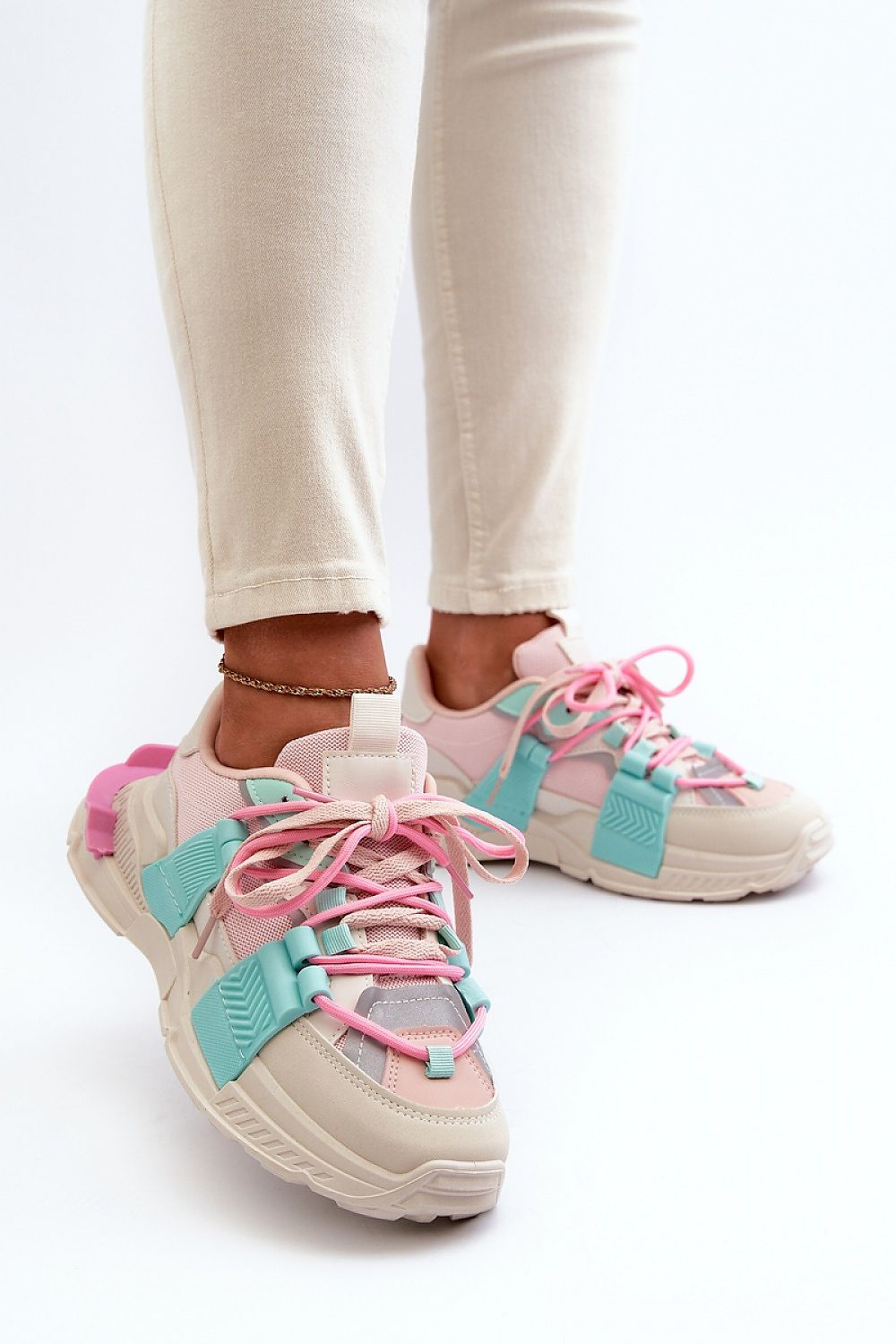 TEEK - Pink Aqua Strung Laced Sneakers SHOES TEEK MH   