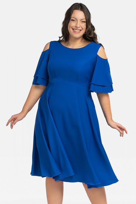 TEEK - Plus Size Peep Shoulder Dress DRESS TEEK MH blue 38/40 