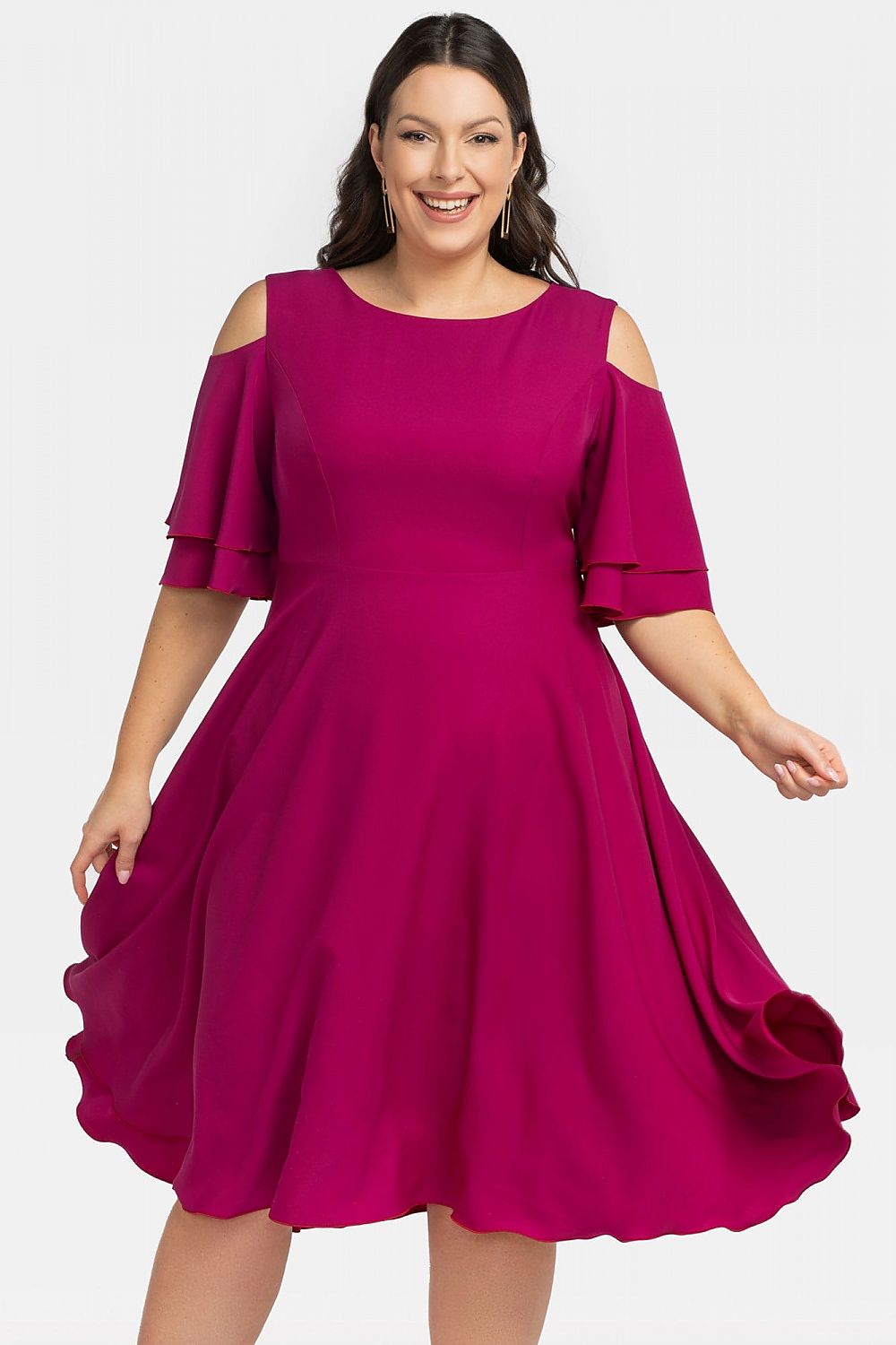 TEEK - Plus Size Peep Shoulder Dress DRESS TEEK MH violet 38/40 