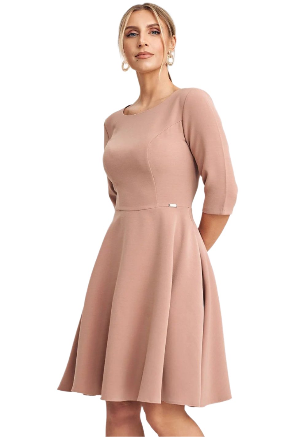 TEEK - Pink Flared Three-Quarter Sleeve Dress DRESS TEEK MH S  